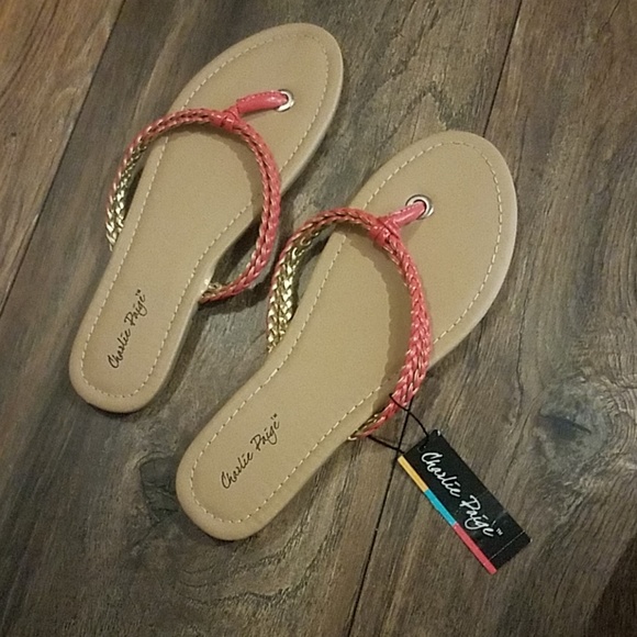 Charlie Paige Shoes - New! Coral Charlie Paige braid sandals size 8
